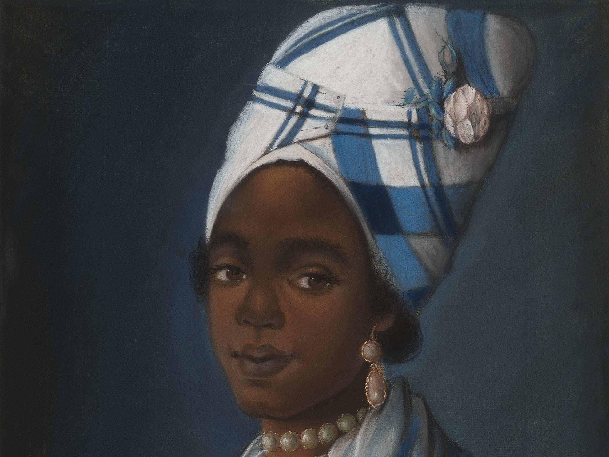Joseph Savart, Woman from Guadeloupe with Blue and White Shawl (detail), 1769