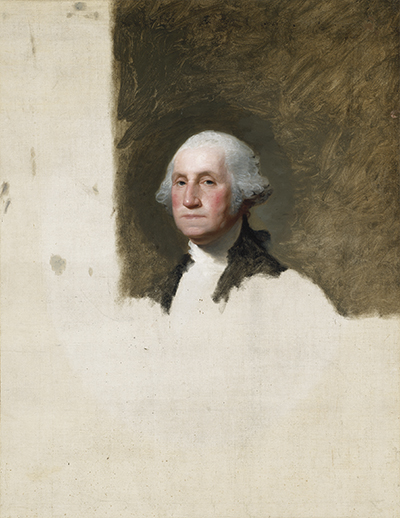 Portrait of George Washington unfinished after the shoulders.