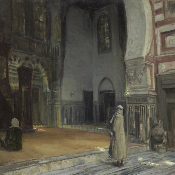 Painting of an interior of a Mosque in Cairo