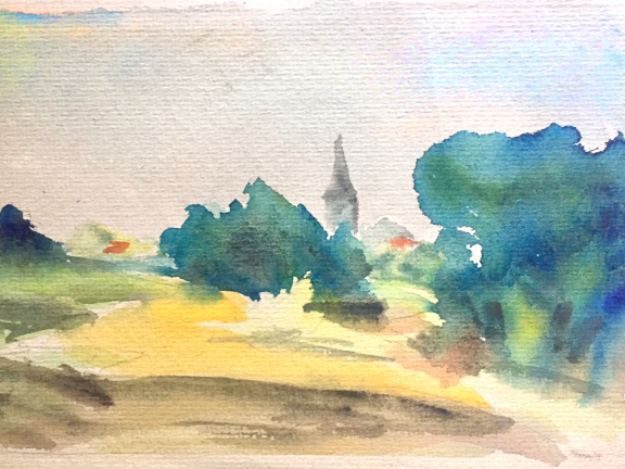 watercolor painting of landscape