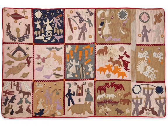 Quilt depicting scenes from the Bible