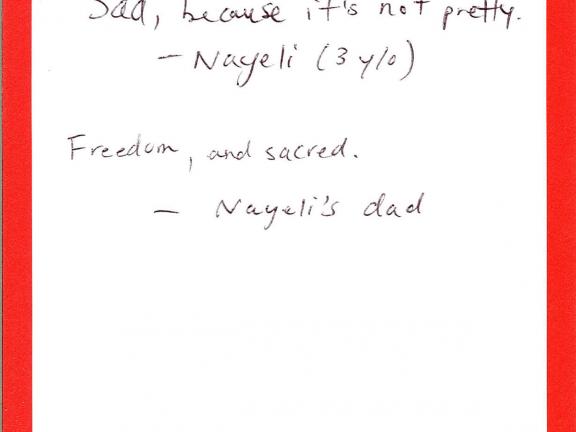 Handwritten note on MFA comment card