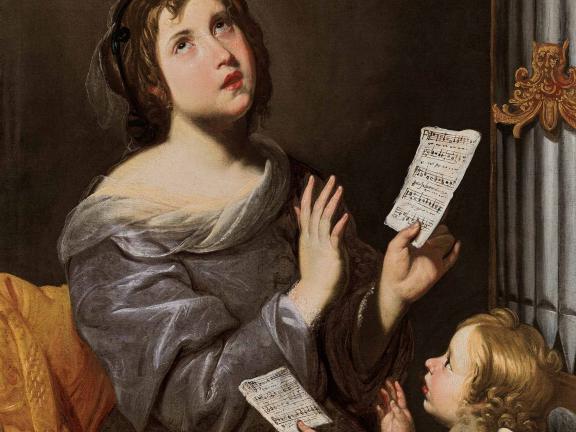 Diana de Rosa, Saint Cecilia with an Angel (detail), about 1630–40.