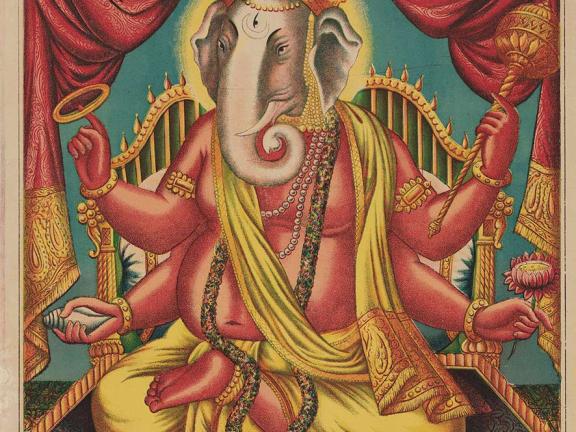 Ganesh, printed by Chore Bagan Art Studio, published by Amar Nath Shaha, about 1895–1900