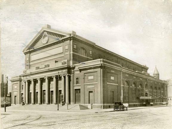 Exterior of Symphony Hall, about 1900