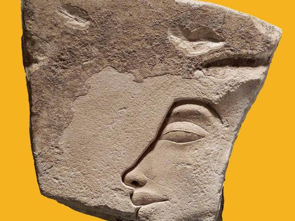 Unknown artist, sculptor’s trial piece with face of King Akhenaten, Egyptian, New Kingdom, Dynasty 18, reign of Akhenaten, 1349–1336 BCE