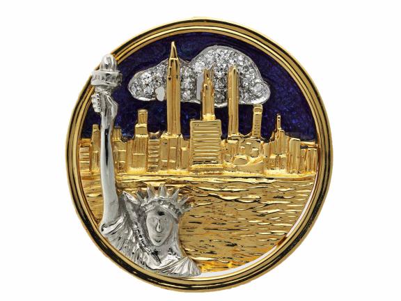 Peter Lindeman, Skyline brooch, 1980s