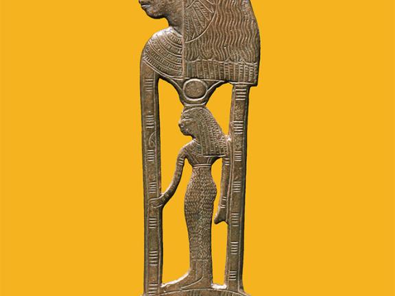 Unknown artist, necklace counterpoise with Queen Tiye as the goddess Hathor, Egyptian, New Kingdom, Dynasty 18, reign of Amenhotep III, 1390–1352 BCE