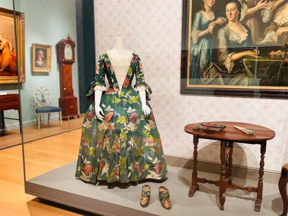 Unidentified artist, dress and petticoat, American, about 1735, restyled 1763