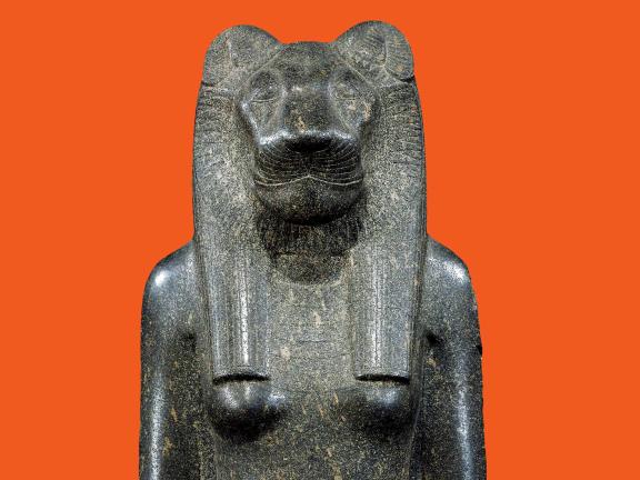 Unknown artist, seated Sekhmet (detail), Egyptian, New Kingdom, Dynasty 18, reign of Amenhotep III, 1390–1352 BCE