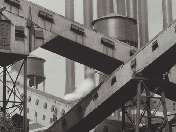 Charles Sheeler, Criss-Crossed Conveyors - Ford Plant, Negative date: 1927. The Lane Collection.