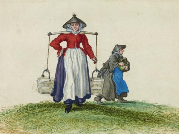 Adriaen Van De Venne, (Watercolor) A Milkmaid, 1625