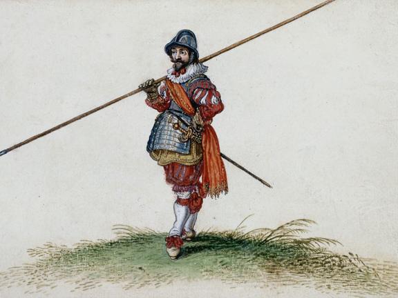 Adriaen Van De Venne, Watercolor (A Pikeman), 1625