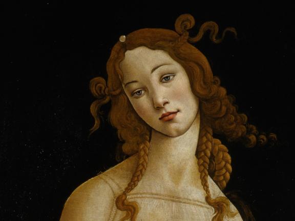 Detail of Sandro Botticelli and workshop's painting, Venus