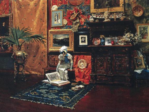 Impressionist painting of studio interior