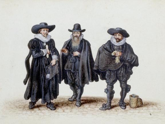 Adriaen Van De Venne, (Watercolor) Three Doctors, of Law, Theology, and Medicine, 1625