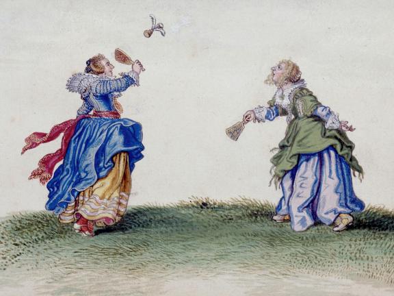 Adriaen Van De Venne, (Watercolor) Two Women Playing Battledore and Shuttlecock, 1625