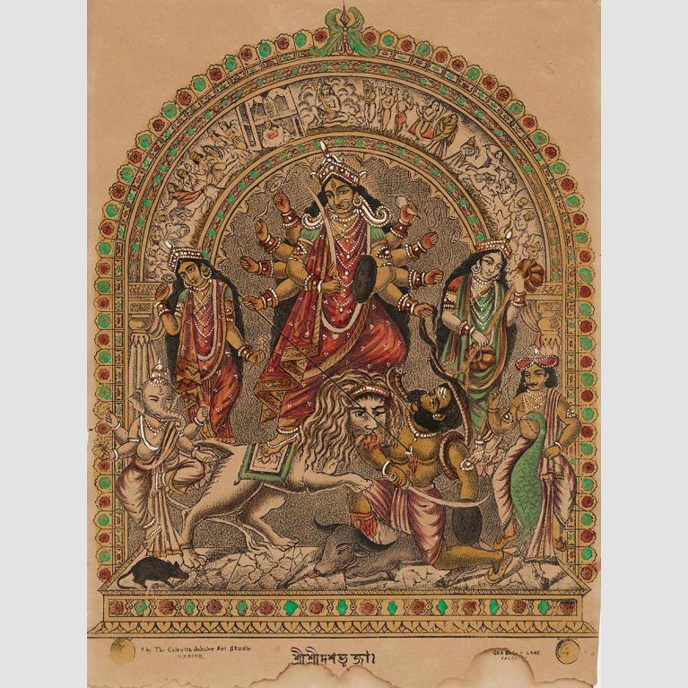 Shri Shri Dashabhuja, published by Calcutta Jubilee Art Studio, H. P. Bhur, about 1880–85