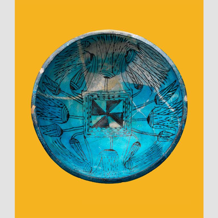 Unknown artist, bowl with pond and lotuses, Egyptian, New Kingdom, Dynasty 18, joint reign of Hatshepsut and Thutmose III, 1479–1458 BCE