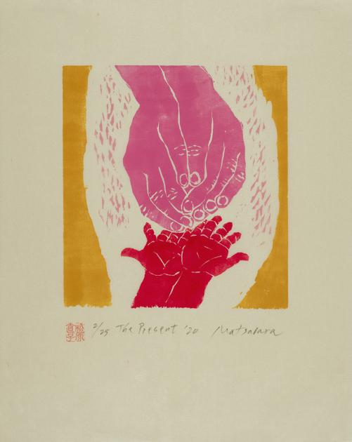 A pair of pink adult hands reaches out toward outstretched children's hands.
