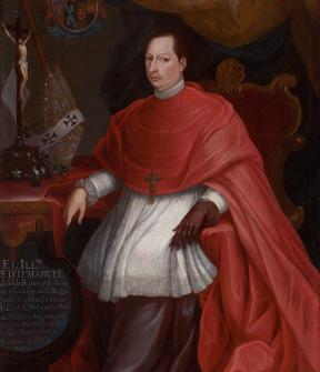 A clergyman in red robes.