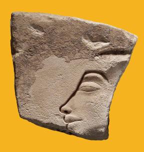 Unknown artist, sculptor’s trial piece with face of King Akhenaten, Egyptian, New Kingdom, Dynasty 18, reign of Akhenaten, 1349–1336 BCE