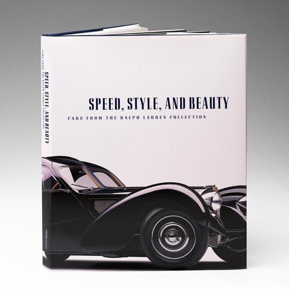 Cover of book "Speed, Style, and Beauty," featuring a black vintage car on a white background