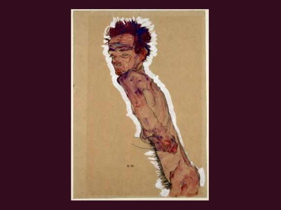 Egon Schiele's drawing, Nude Self-Portrait.