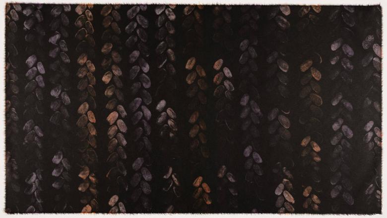 A recurring pattern in dark brown and black that looks like braided hair.
