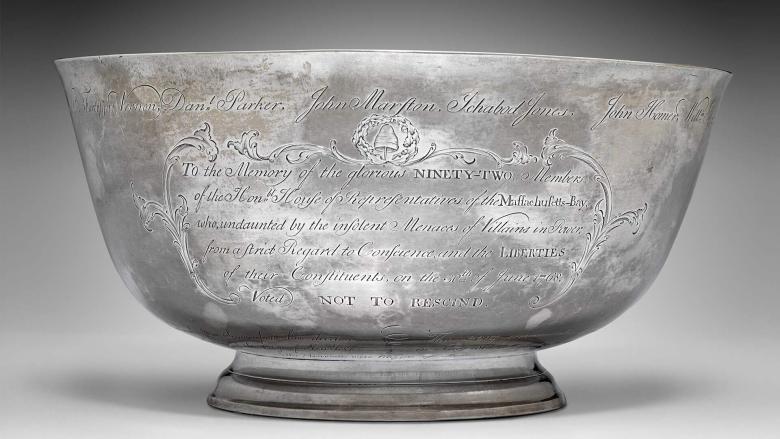 View of Sons of Liberty bowl, by Paul Revere